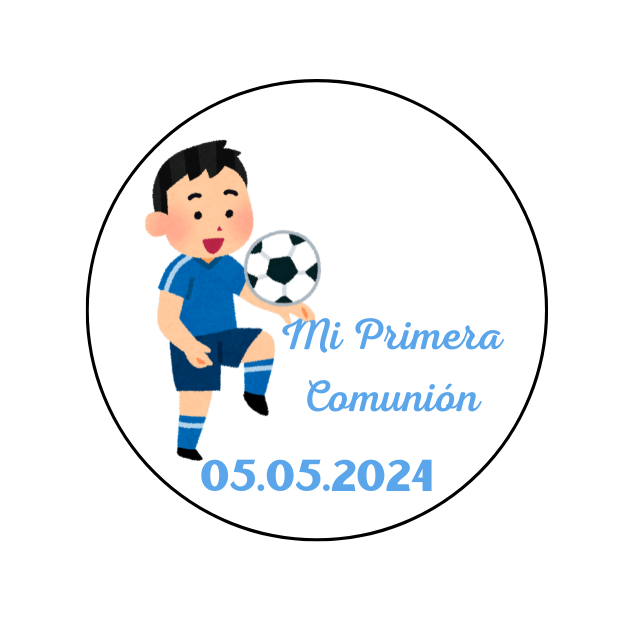 Pack de 20 etiquetas de comunión fútbol | Personalizadas para tu evento