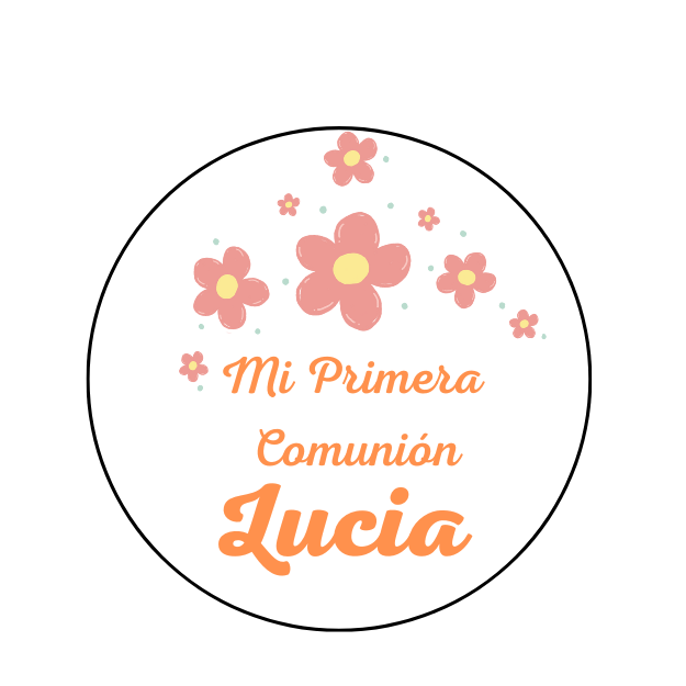 20 Etiquetas Redondas Comunión Flores