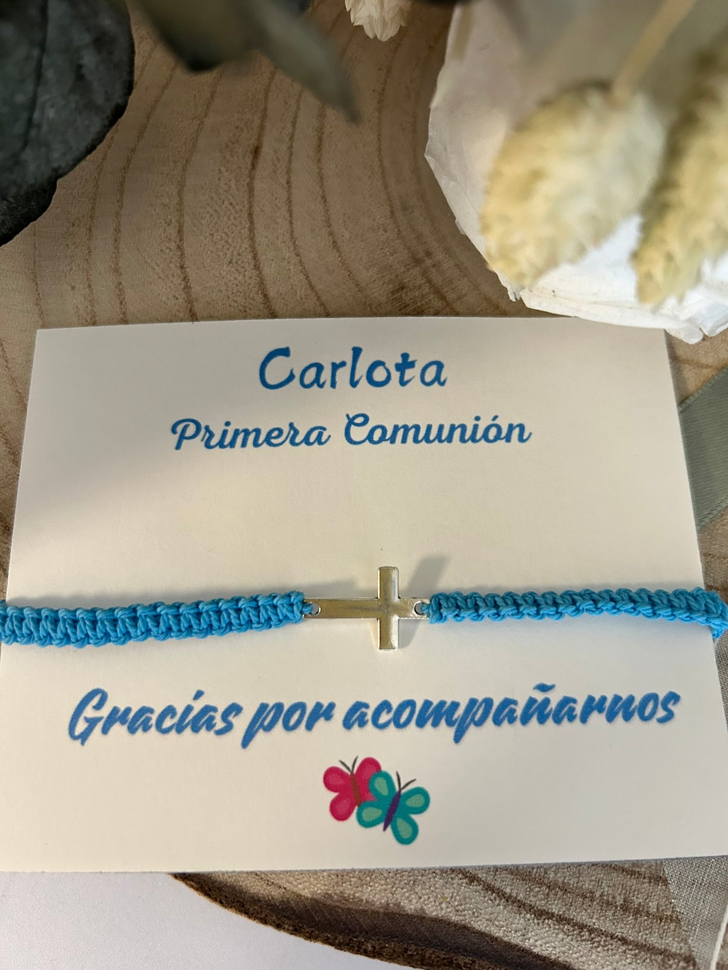 Pulsera Comunión Cruz Mariposas