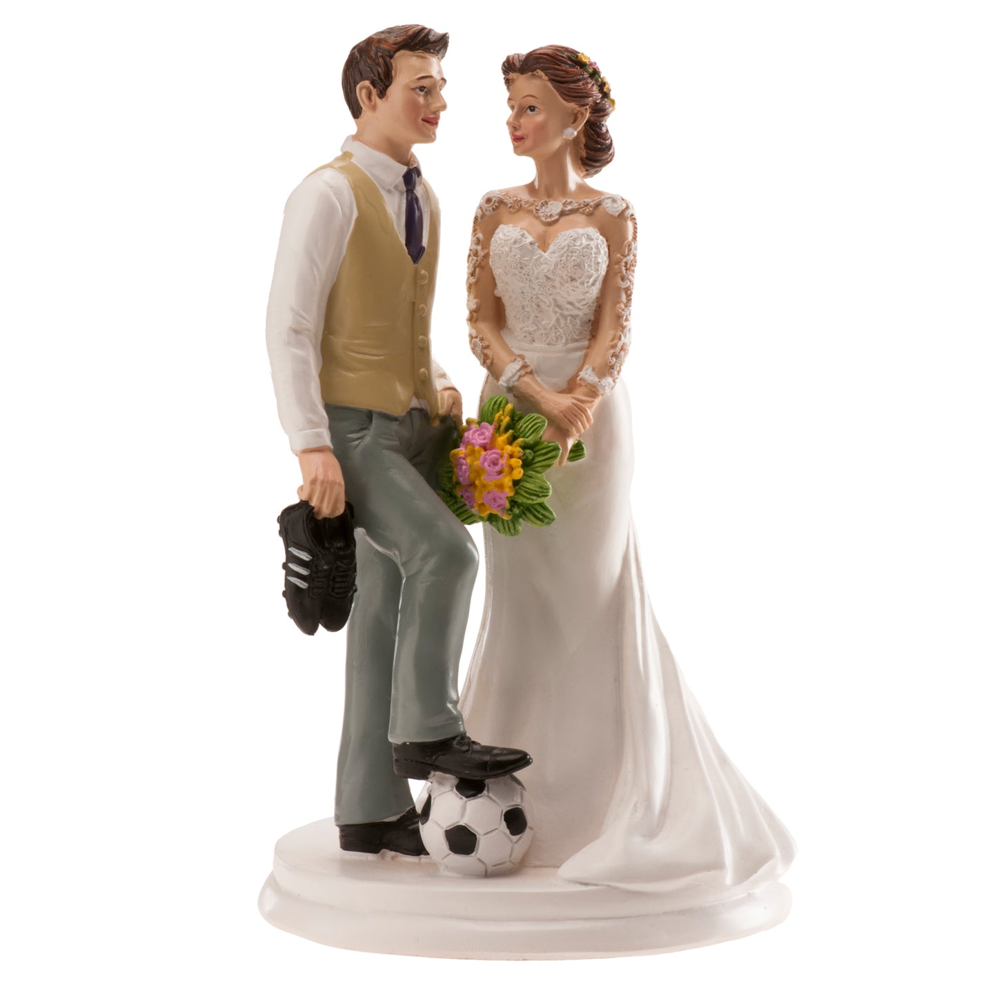 Figura para tarta de boda de novio y novia FUTBOL