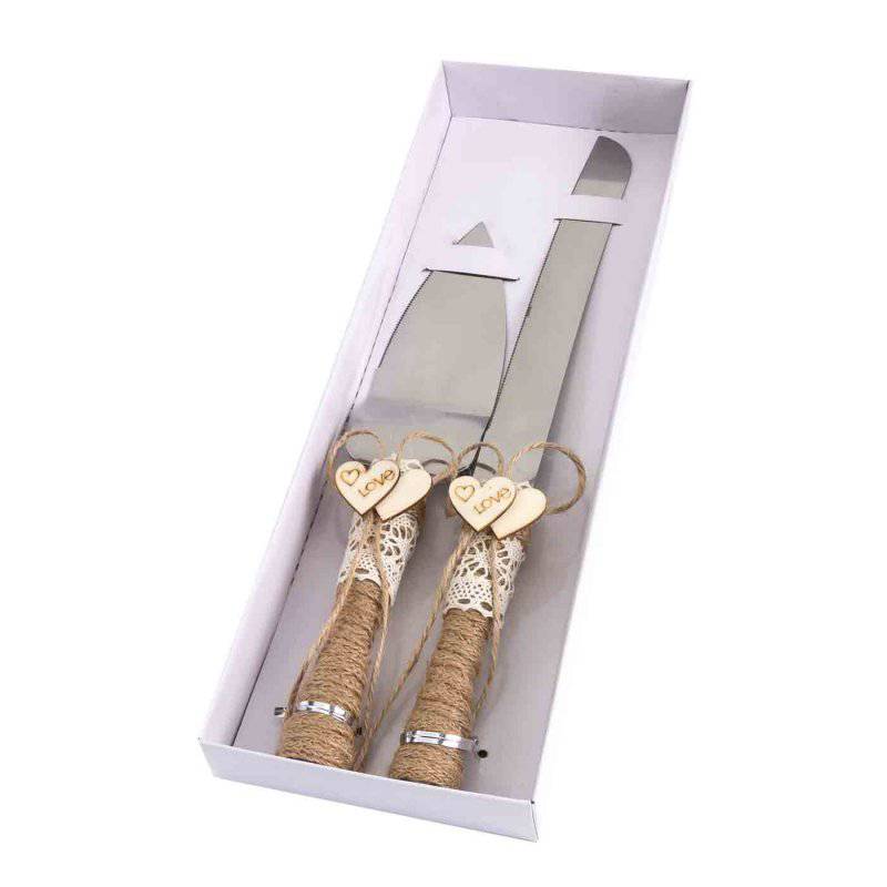 Set de cuchillo y pala kraft BODA